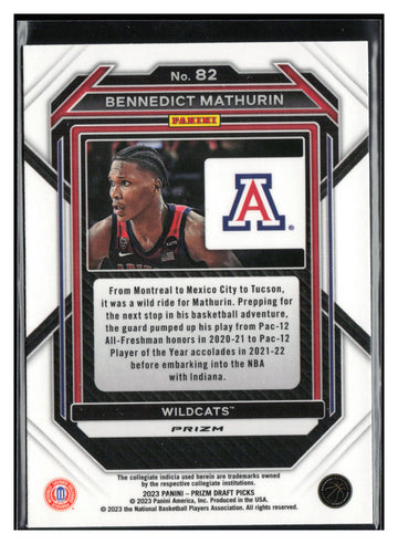 
2023 Panini Prizm Draft Picks #82 Bennedict Mathurin Green