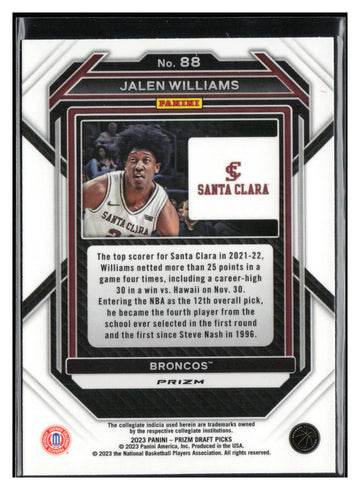 
2023 Panini Prizm Draft Picks #88 Jalen Williams Red Ice