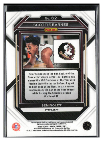 
2023 Panini Prizm Draft Picks #62 Scottie Barnes Red Ice