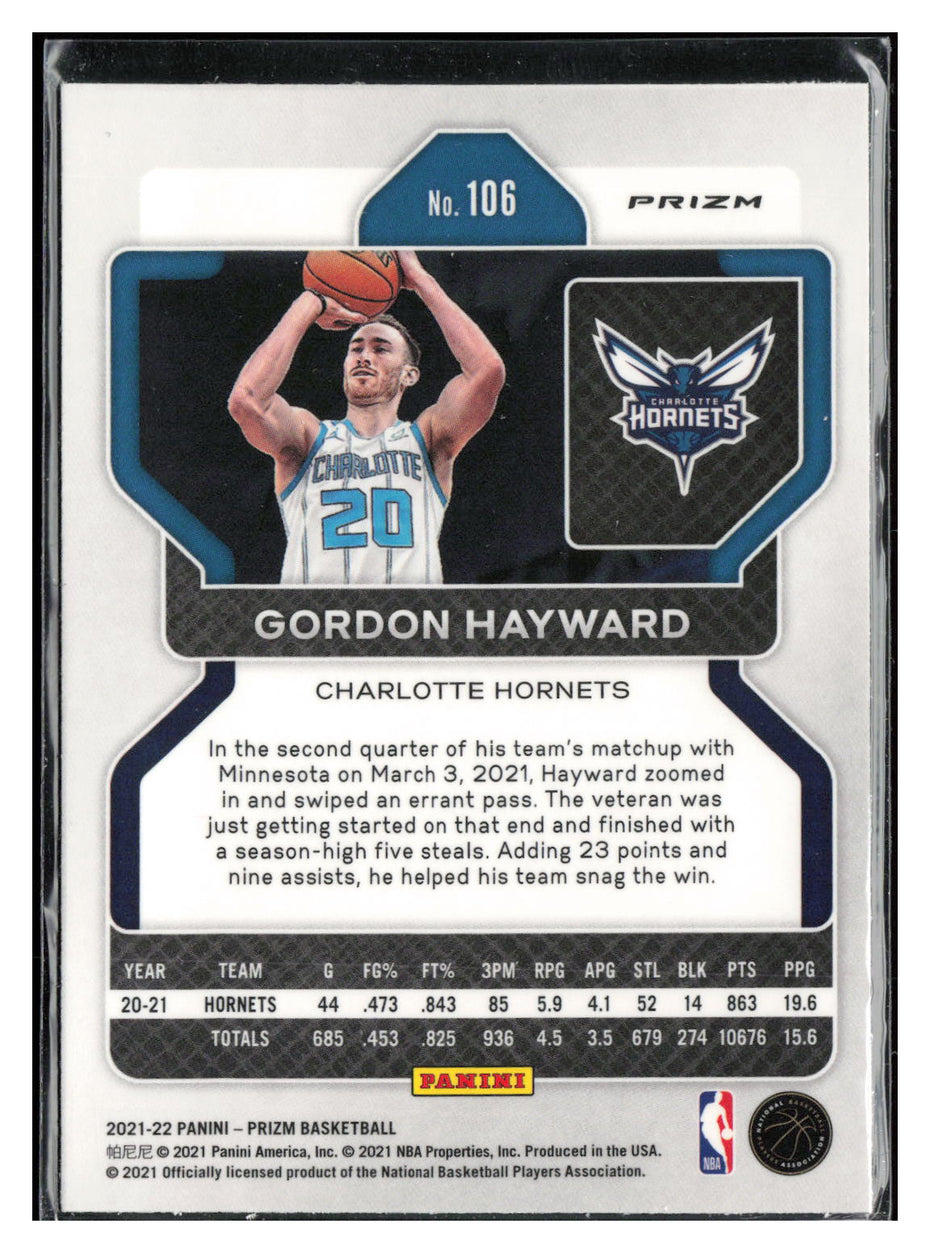 2021-22 Panini Prizm #106 Gordon Hayward Silver