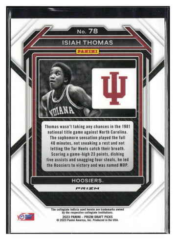 
2023 Panini Prizm Draft Picks #78 Isiah Thomas Red Ice