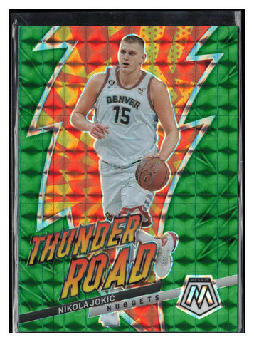 2022-23 Panini Mosaic #17 Nikola Jokic Thunder Road Mosaic Green