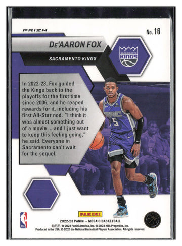 
2022-23 Panini Mosaic #16 De'Aaron Fox Montage Fast Break