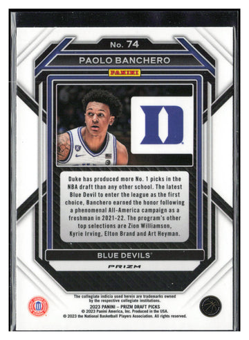 
2023 Panini Prizm Draft Picks #74 Paolo Banchero Red Ice
