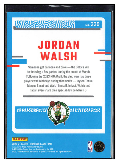 2023-24 Donruss #229 Jordan Walsh Purple Press Proof #/199