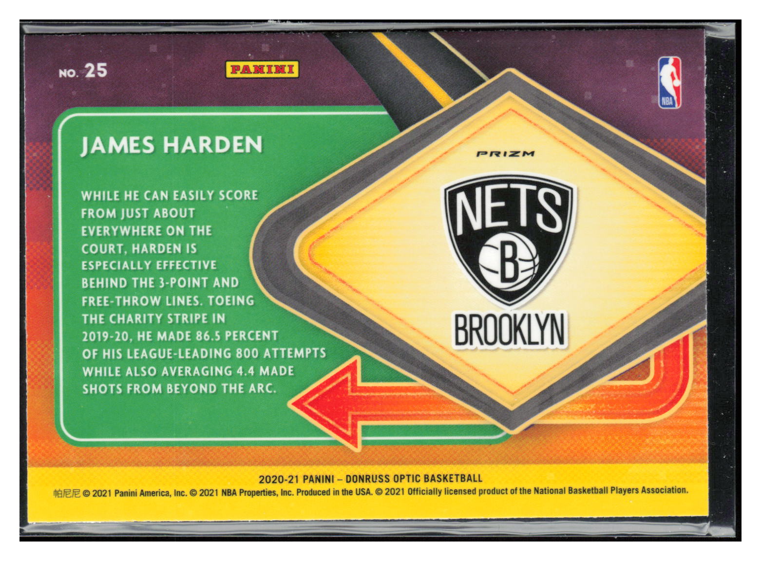 2020-21 Donruss Optic #25 James Harden Express Lane Purple