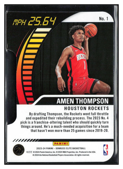 2023-24 Donruss Elite #1 Amen Thompson Full Throttle Orange Die Cut