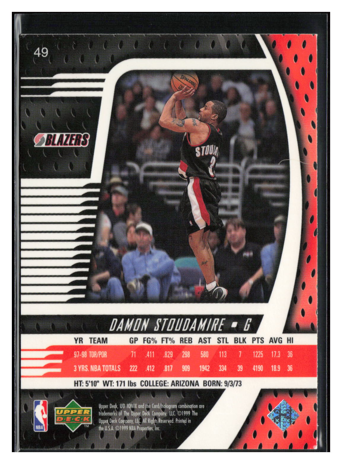 1998-99 Upper Deck Ionix #49 Damon Stoudamire