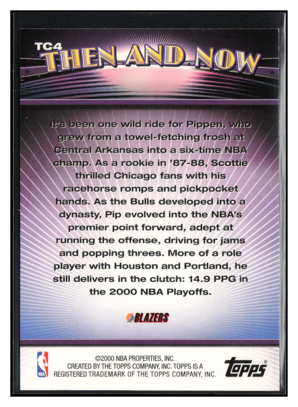 2000-01 Topps #TC4 Scottie Pippen Topps Combos Series Two