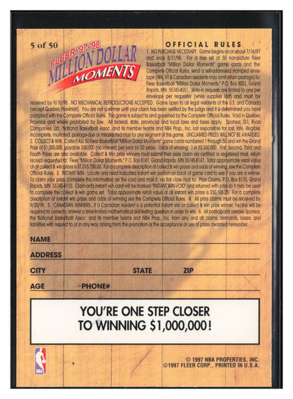 1997-98 Fleer #5 Wayman Tisdale Million Dollar Moments