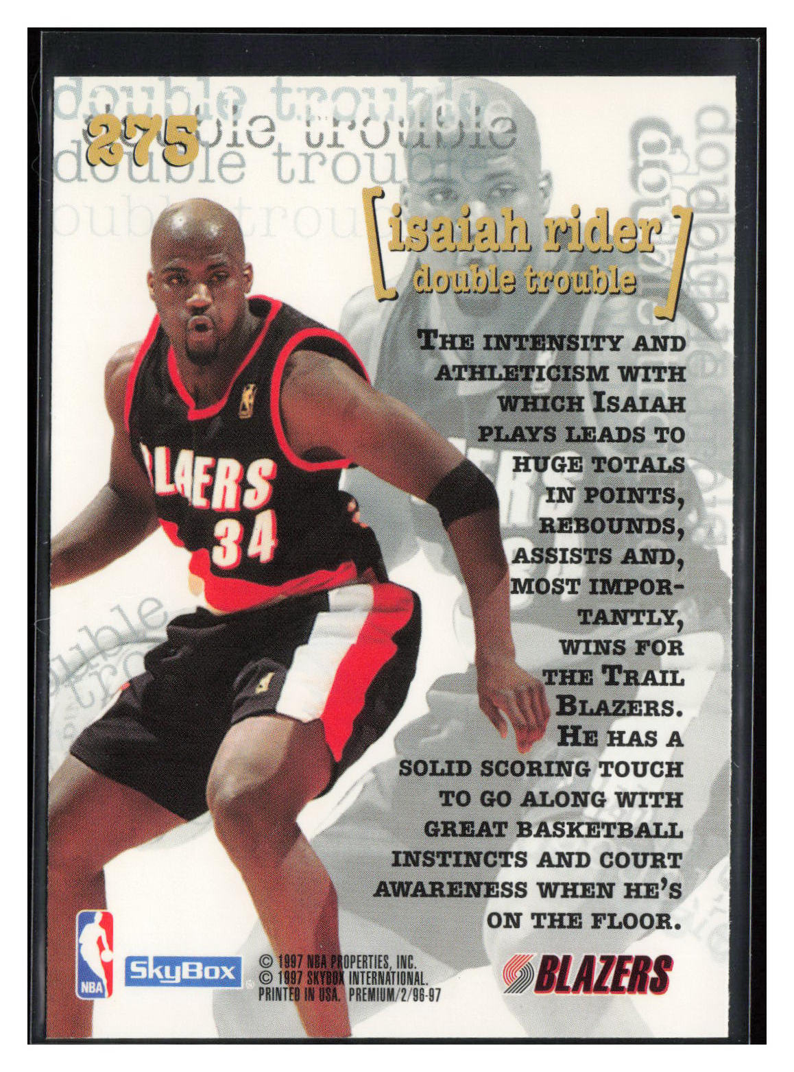 1996-97 SkyBox Premium #275 Isaiah Rider