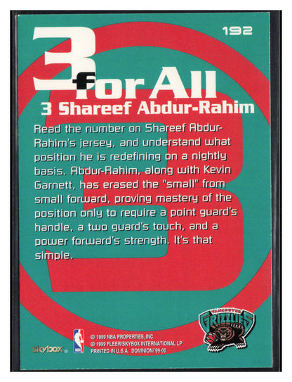 1999-00 SkyBox Dominion #192 Shareef Abdur-Rahim