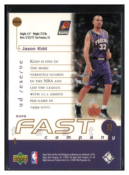 2000-01 UD Reserve #FC4 Jason Kidd Fast Company