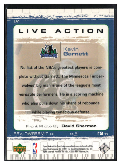 2000-01 Upper Deck #LA1 Kevin Garnett Live Action