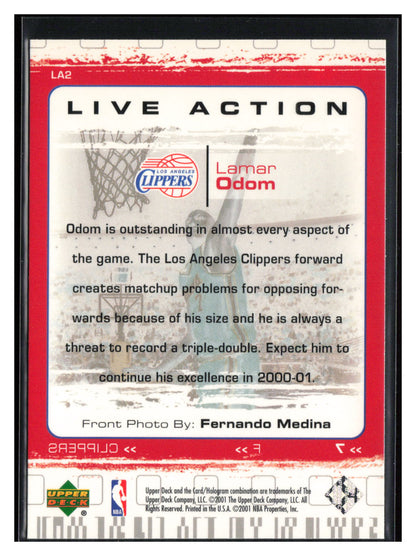 2000-01 Upper Deck #LA2 Lamar Odom Live Action