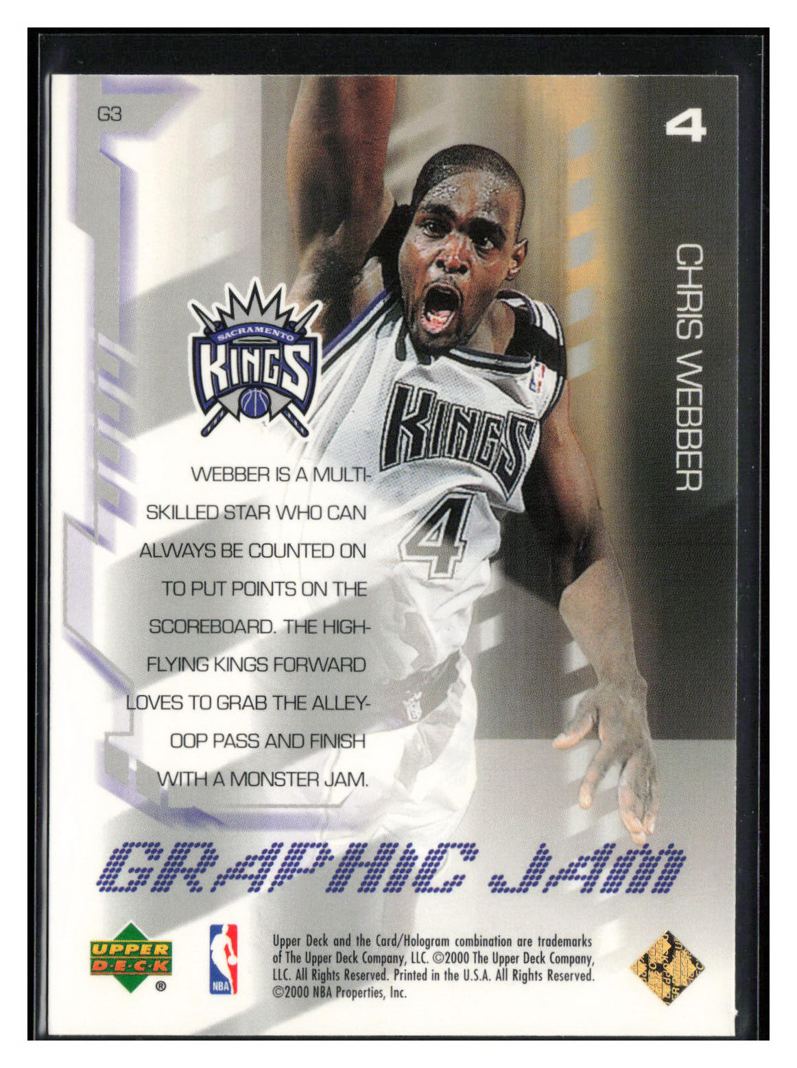 2000-01 Upper Deck #G3 Chris Webber Graphic Jam