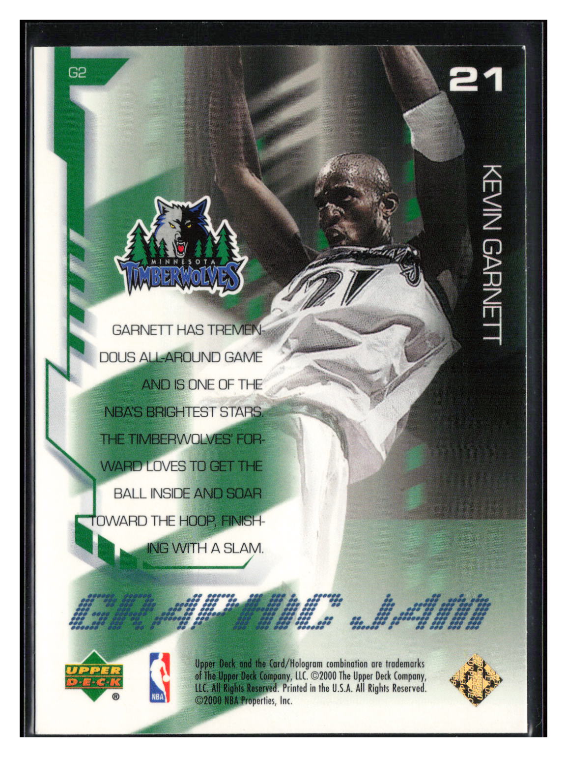 2000-01 Upper Deck #G2 Kevin Garnett Graphic Jam