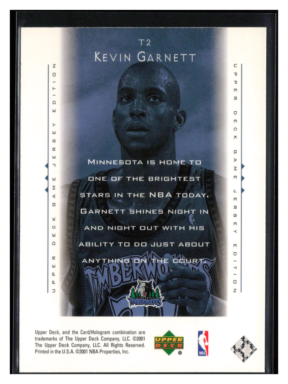 2000-01 Upper Deck #T2 Kevin Garnett Touch the Sky