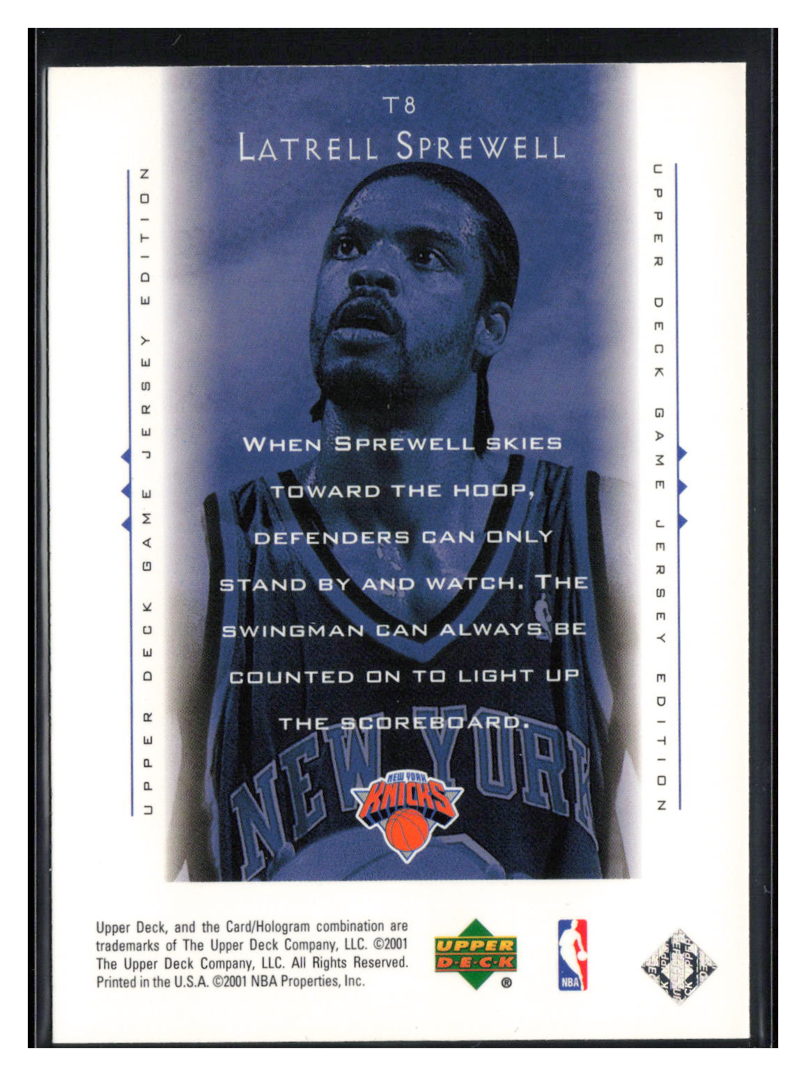 2000-01 Upper Deck #T8 Latrell Sprewell Touch the Sky