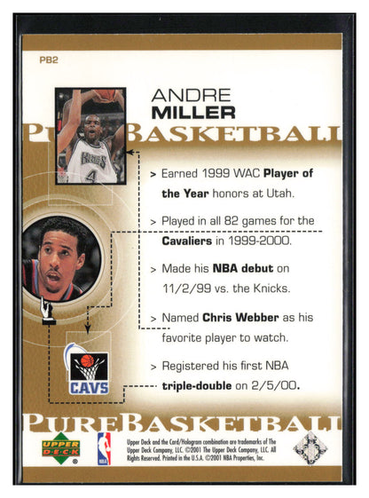 2000-01 Upper Deck #PB2 Andre Miller Pure Basketball