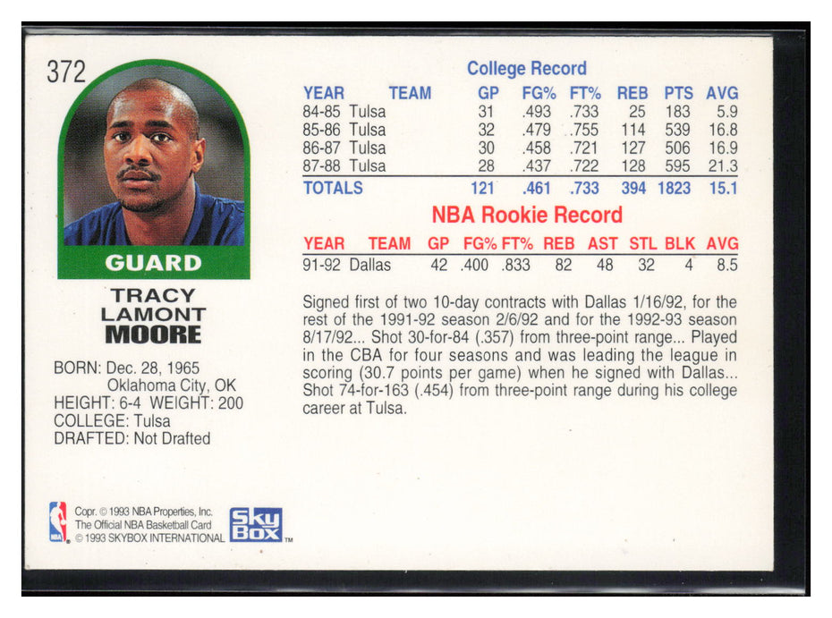 1992-93 Hoops #372 Tracy Moore