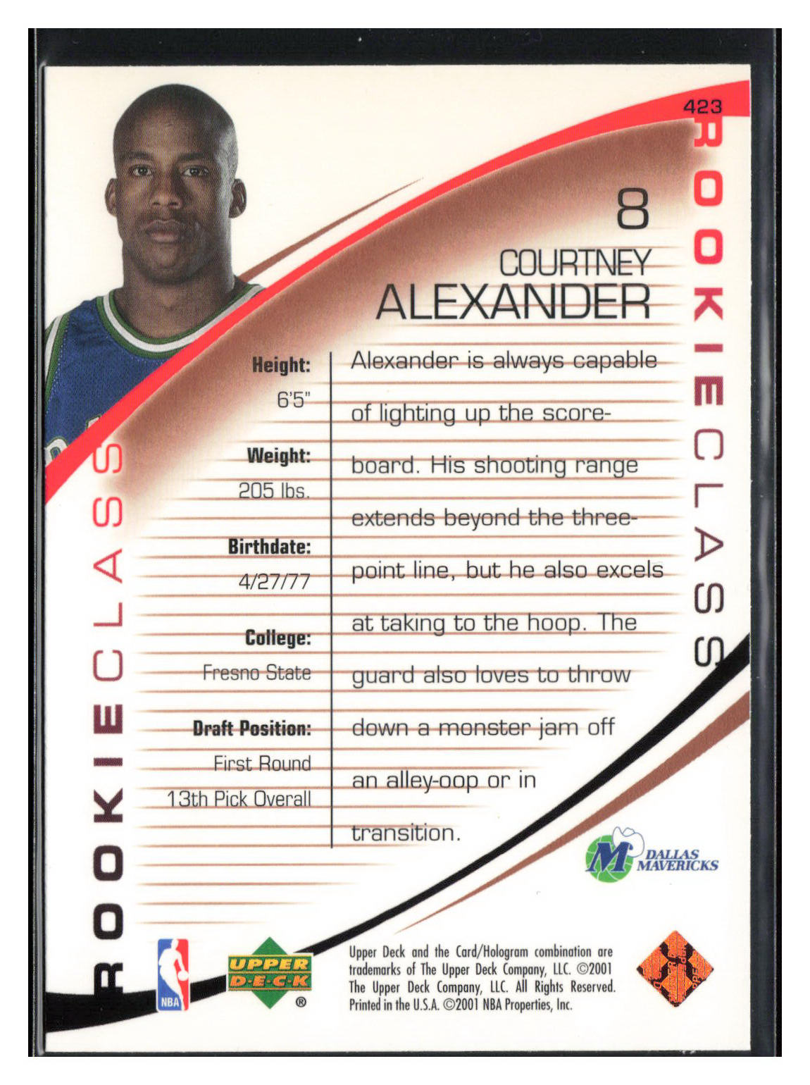 2000-01 Upper Deck #423 Courtney Alexander