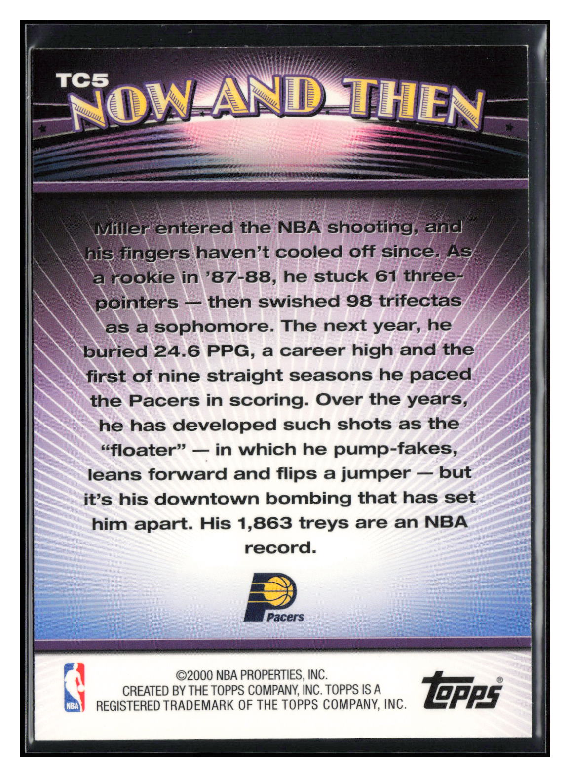 2000-01 Topps #TC5 Reggie Miller Topps Combos Series Two