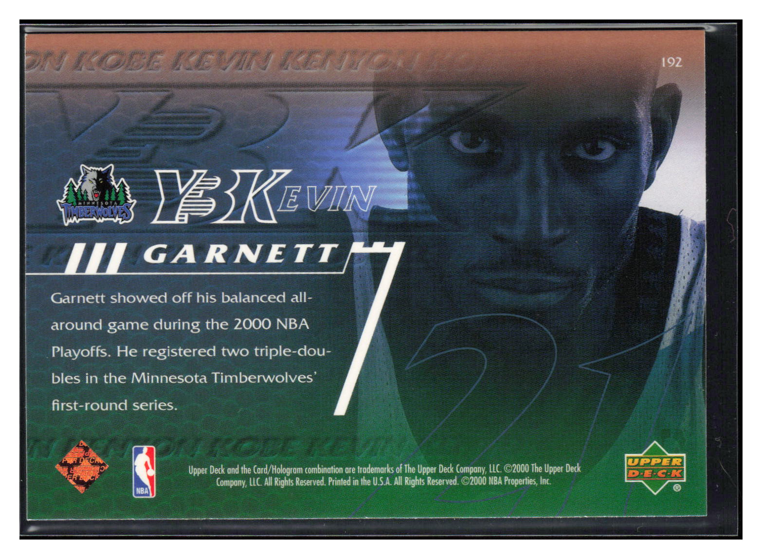 2000-01 Upper Deck #192 Kevin Garnett