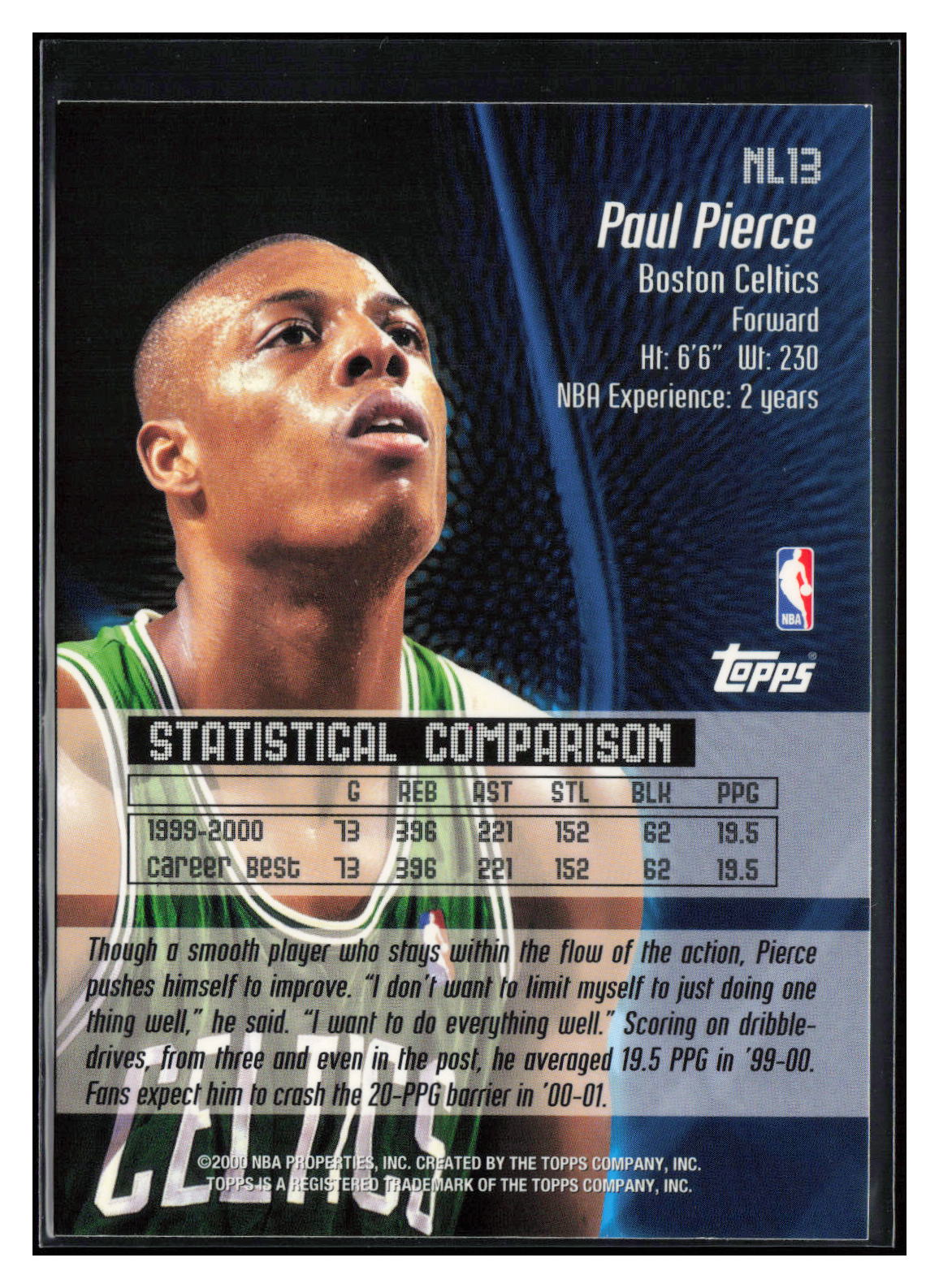 2000-01 Topps #NL13 Paul Pierce No Limit
