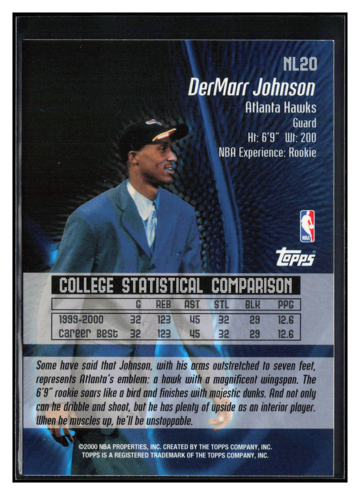 2000-01 Topps #NL20 DerMarr Johnson No Limit