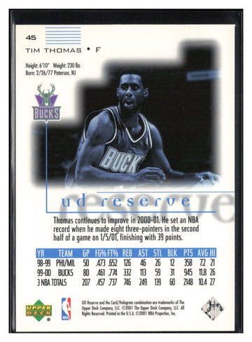 
2000-01 UD Reserve #45 Tim Thomas