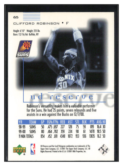 2000-01 UD Reserve #65 Clifford Robinson