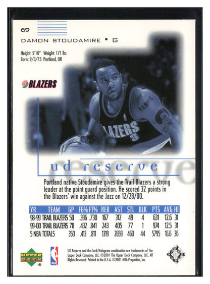 2000-01 UD Reserve #69 Damon Stoudamire