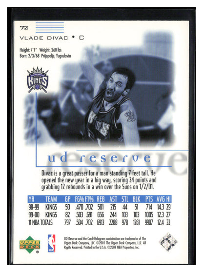 2000-01 UD Reserve #72 Vlade Divac