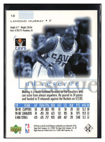2000-01 UD Reserve #13 Lamond Murray