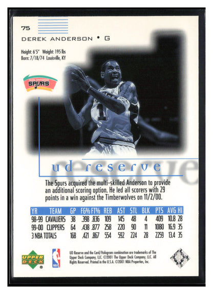2000-01 UD Reserve #75 Derek Anderson