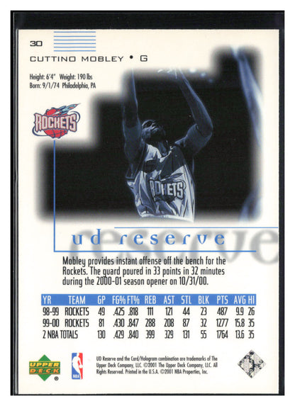 2000-01 UD Reserve #30 Cuttino Mobley