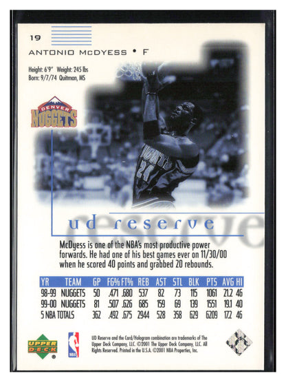 2000-01 UD Reserve #19 Antonio McDyess