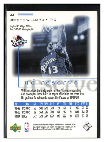 2000-01 UD Reserve #23 Jerome Williams