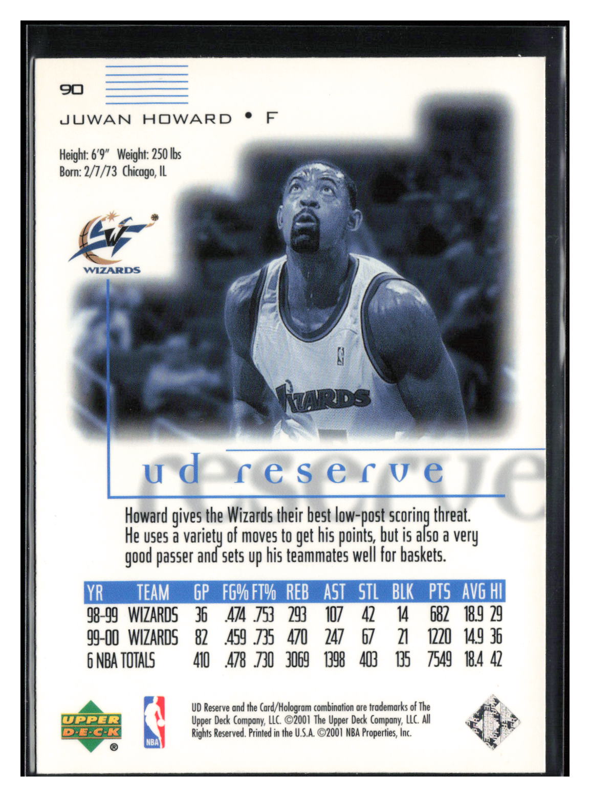 2000-01 UD Reserve #90 Juwan Howard