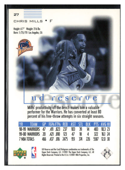 2000-01 UD Reserve #27 Chris Mills