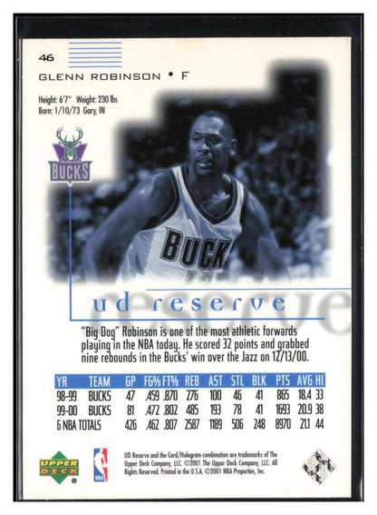 2000-01 UD Reserve #46 Glenn Robinson