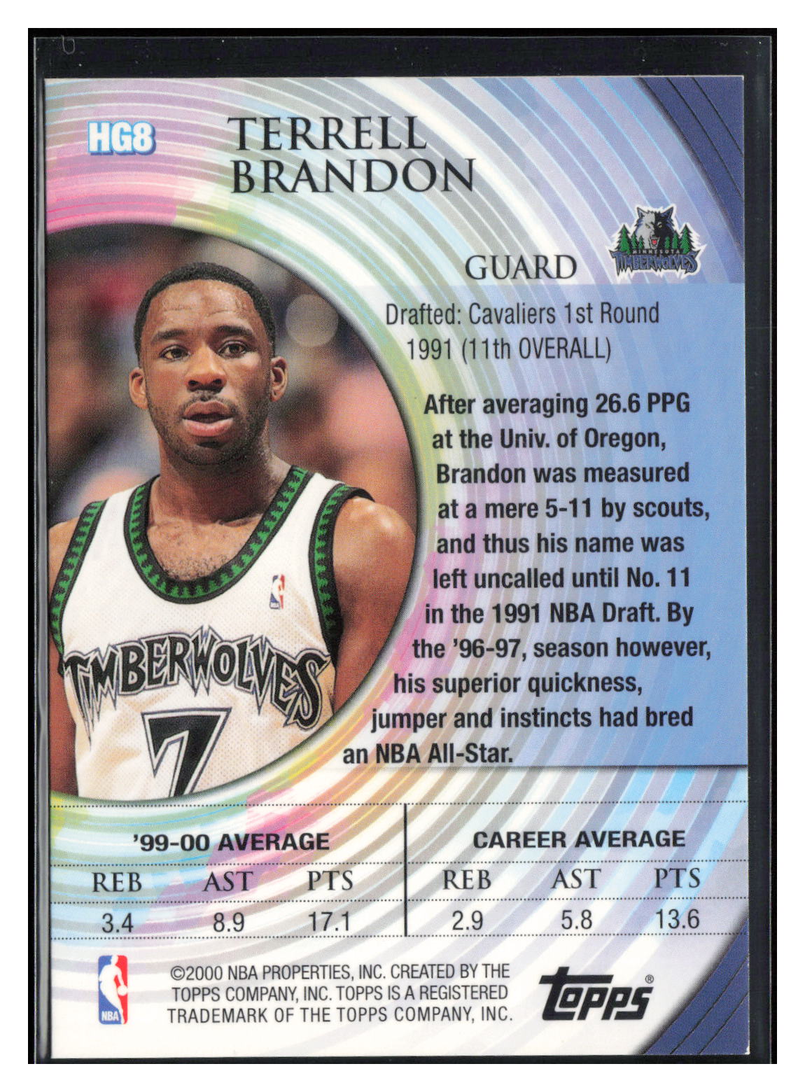 2000-01 Topps #HG8 Terrell Brandon Hidden Gems