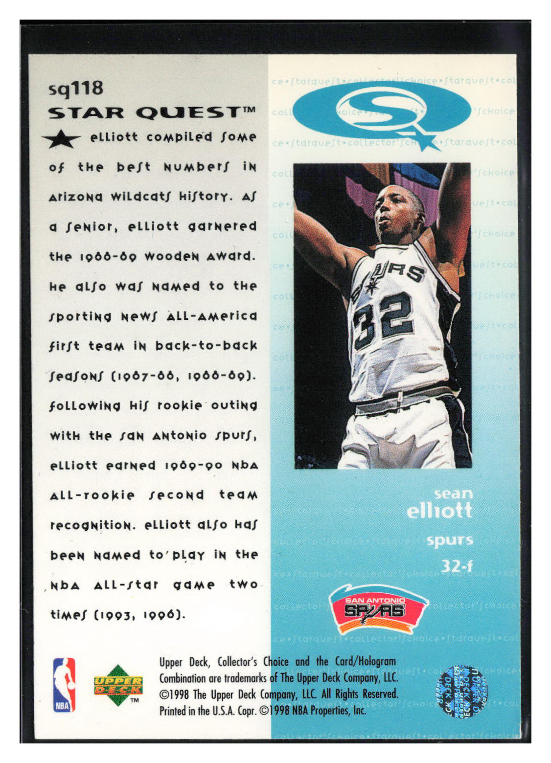 1997-98 Collector's Choice #SQ118 Sean Elliott StarQuest