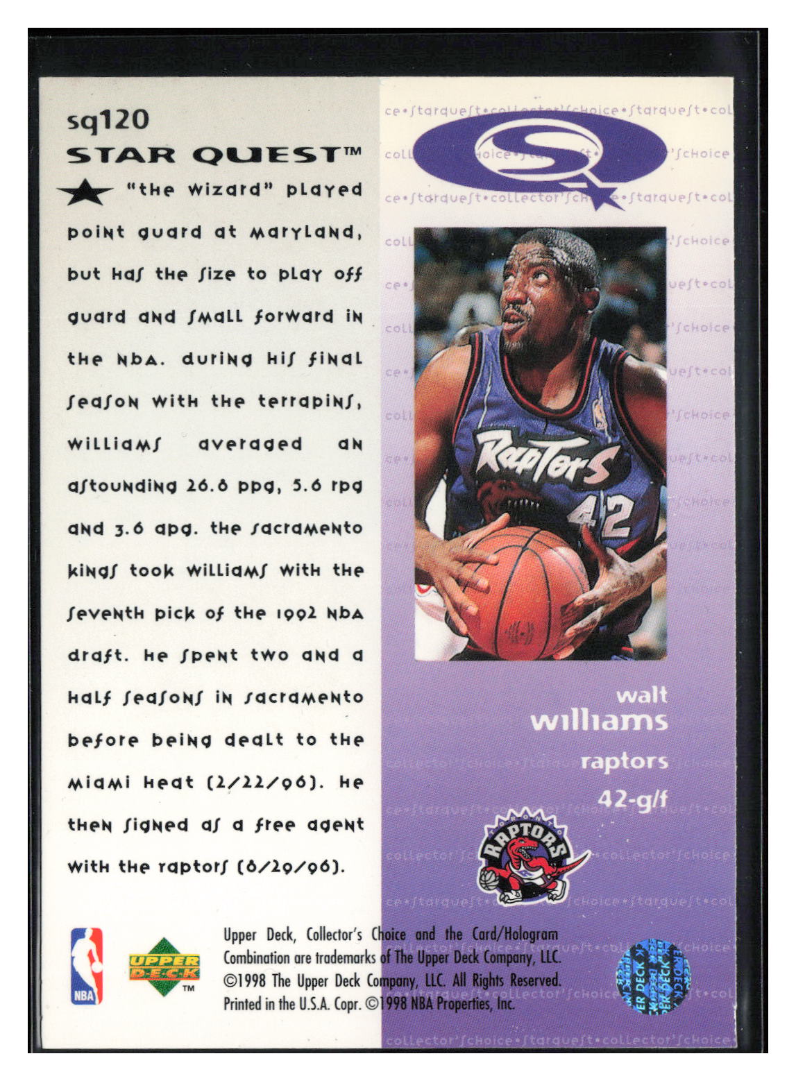 1997-98 Collector's Choice #SQ120 Walt Williams StarQuest