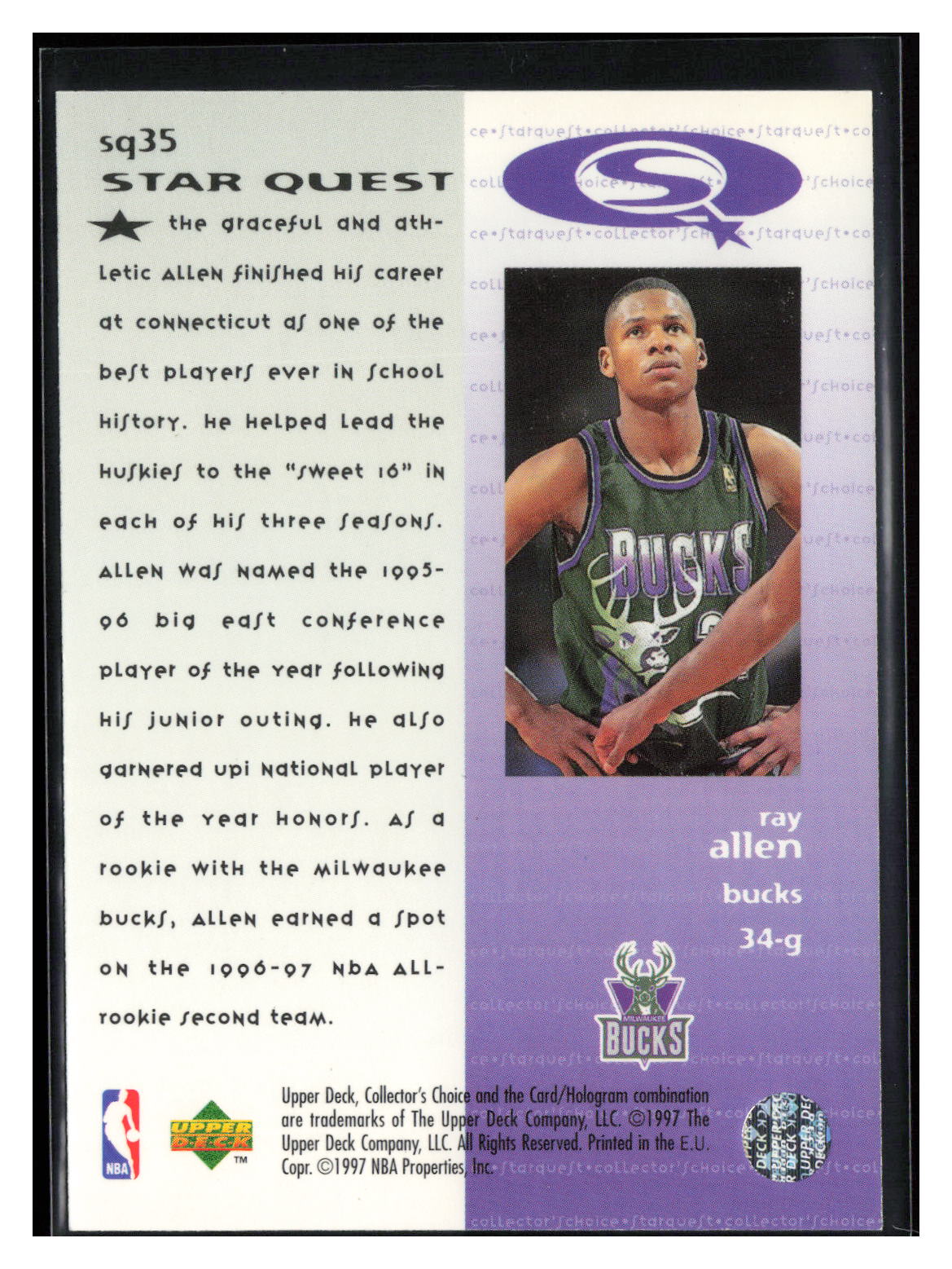 1997-98 Collector's Choice #SQ35 Ray Allen StarQuest