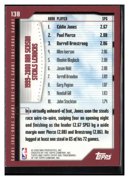 2000-01 Topps Tipoff #138 Eddie Jones / Paul Pierce / Darrell Armstrong