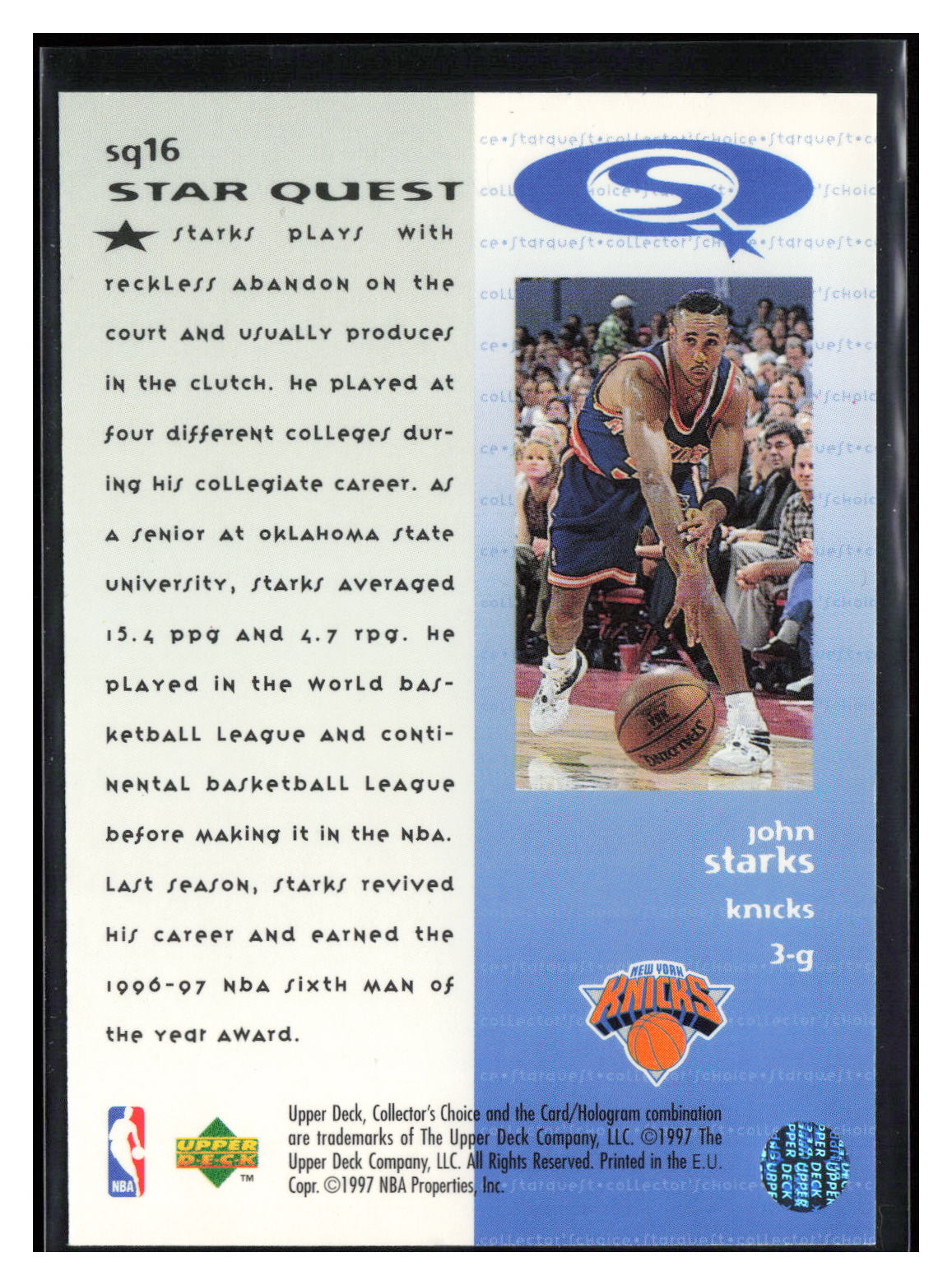 1997-98 Collector's Choice #SQ16 John Starks StarQuest