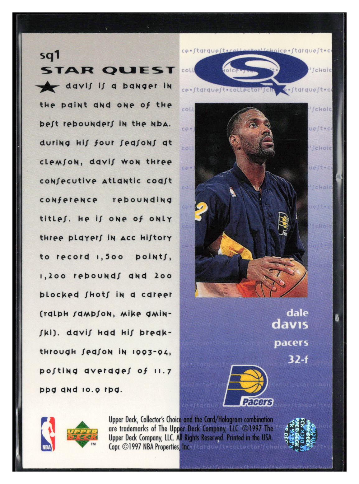 1997-98 Collector's Choice #SQ1 Dale Davis StarQuest