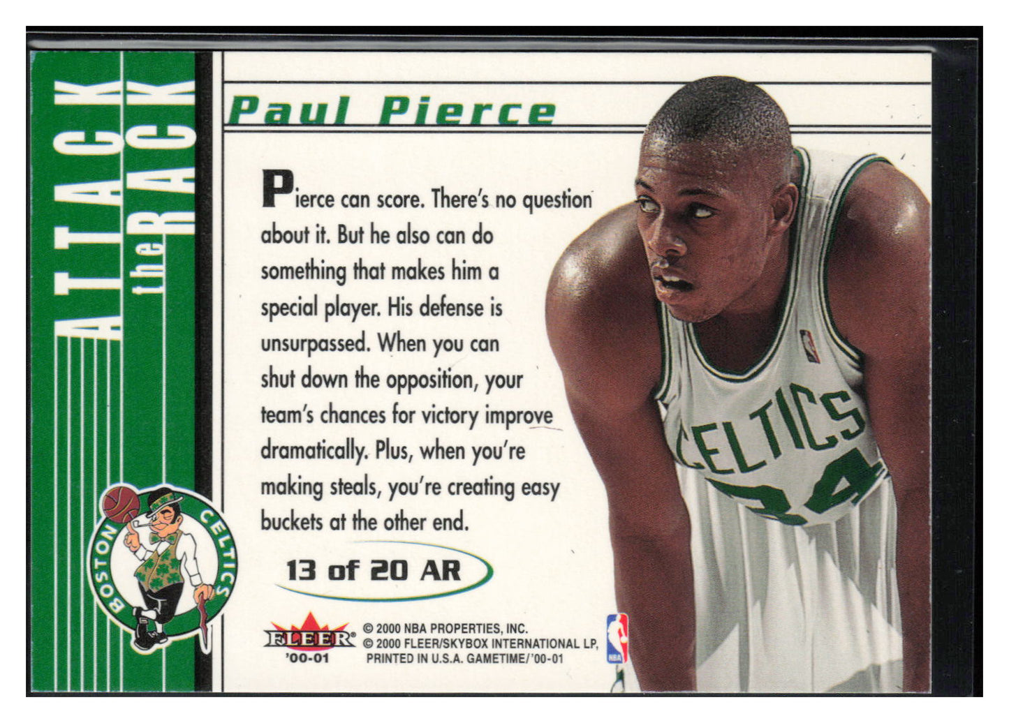 2000-01 Fleer Game Time #13 AR Paul Pierce Attack the Rack